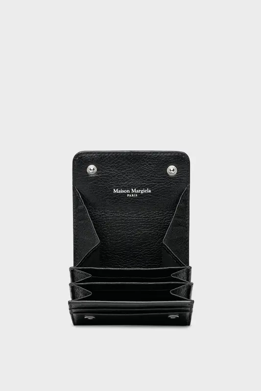 Maison Margiela Black Leather Bifold Wallet – Slate Blue Black online