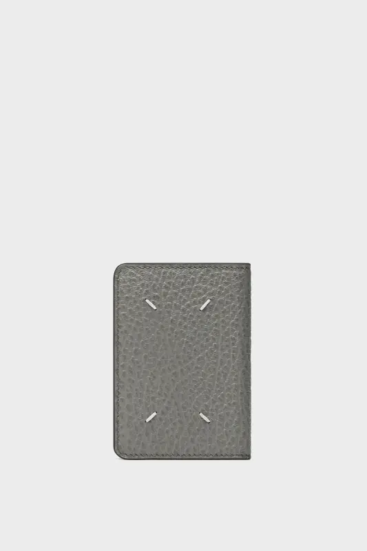 Maison Margiela Gray 100% Leather Four Stitches Cardholder Pebble grey online