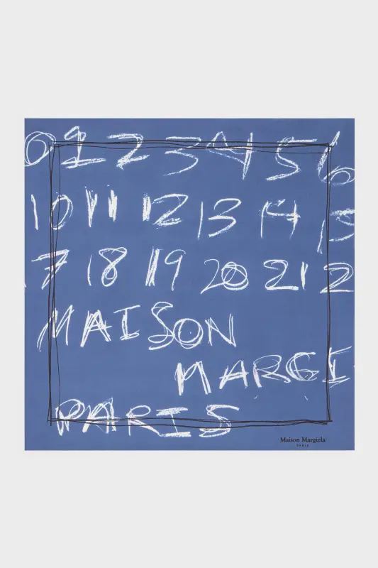 Maison Margiela Scribbled Numerical silk foulard Dark Blue online