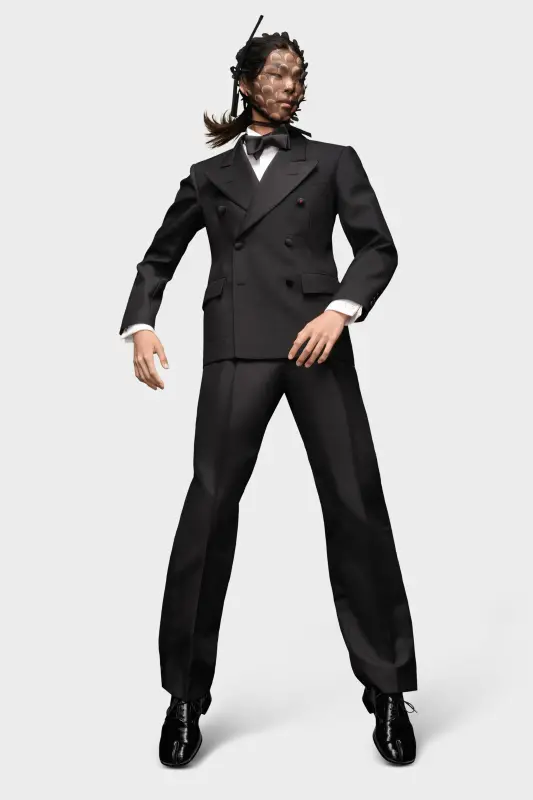 Maison Margiela Black Collared Double-breasted Blazer Black online