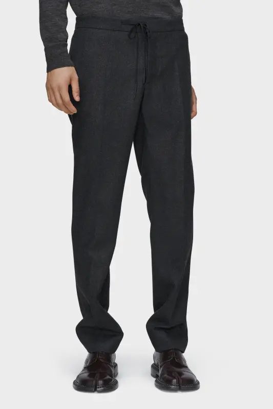 Maison Margiela Drawstring wool trousers Dark grey online