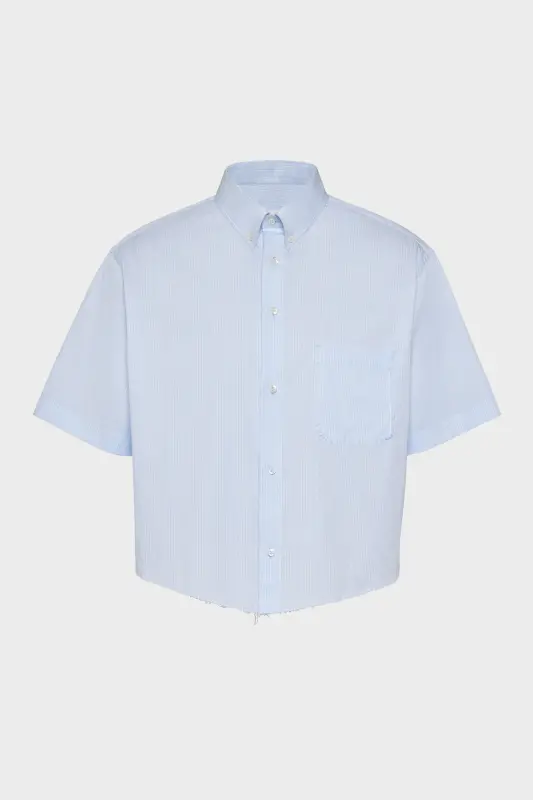 Maison Margiela Mens Blue Cotton Short-Sleeved Shirt Ciel online
