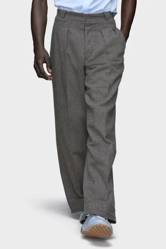 Maison Margiela Mens Gray Wool Trousers Grey Melange online