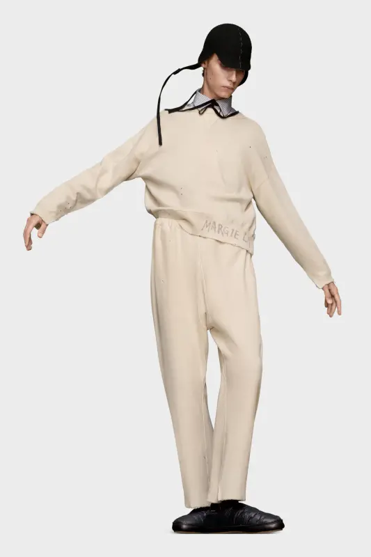 Maison Margiela White Cotton Stretch Cut-Out Sweatpants White online