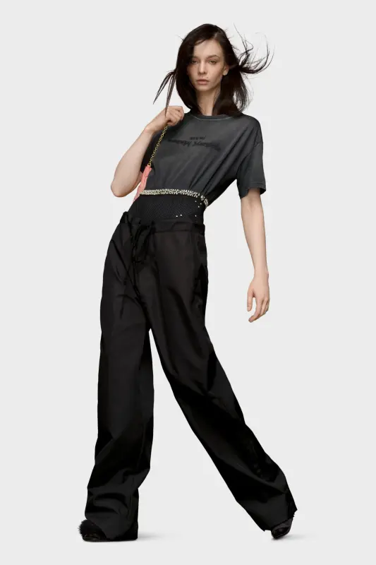 Maison Margiela Black Oversized Waist Tie Trousers Black online