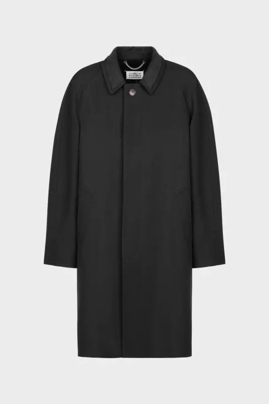 Maison Margiela Black Wool-viscose Knee-Length Coat Black online