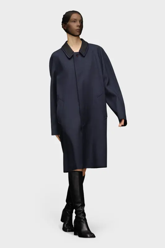 Maison Margiela Blue Wool-Viscose Knee-Length Coat Navy Blue online