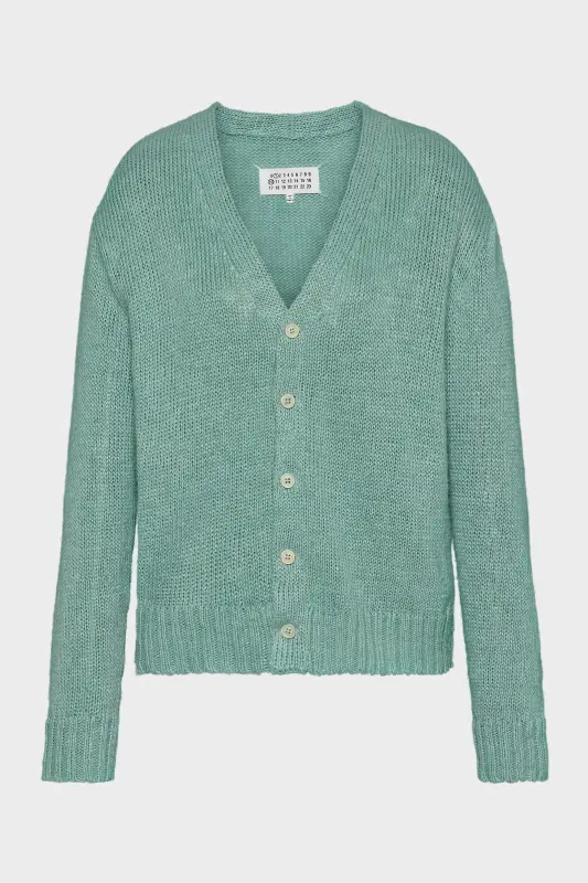 Maison Margiela Gardening hemp knit cardigan Light Blue online