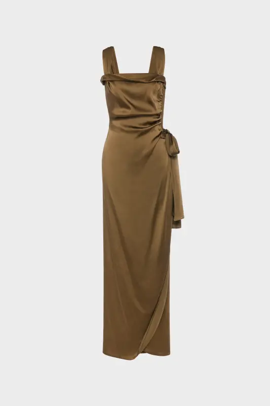 Maison Margiela Silk satin maxi dress Medium Brown online