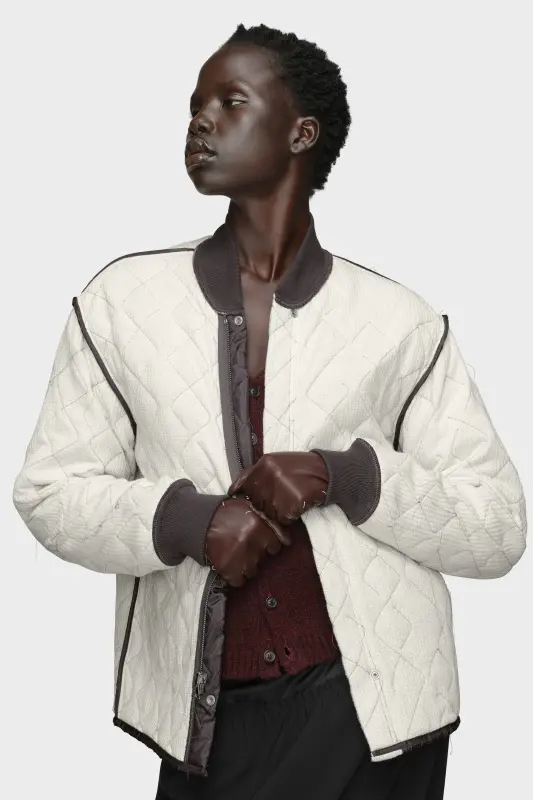 Maison Margiela Womens Gray Reversible Jacket Anthracite and white online