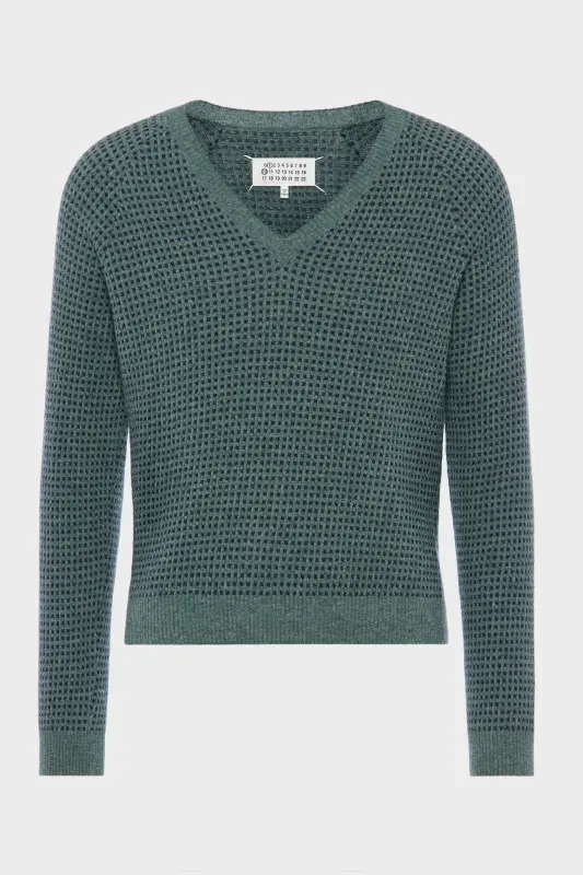 Maison Margiela Wool-blend V-neck sweater Green online