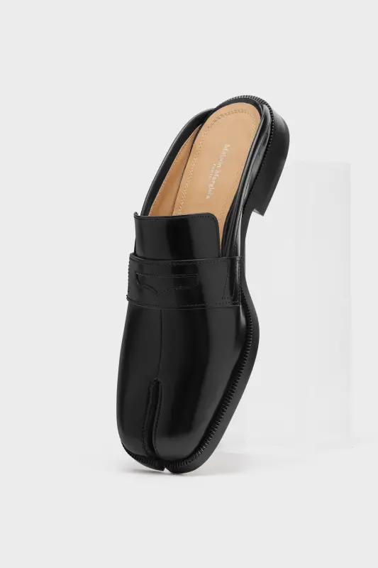 Maison Margiela Womens Black Leather Tabi City Loafer Mules Black online