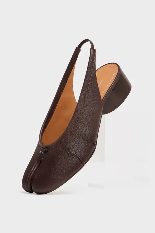 Maison Margiela Womens Brown Leather Tabi New Ballerina Slingbacks Brown online
