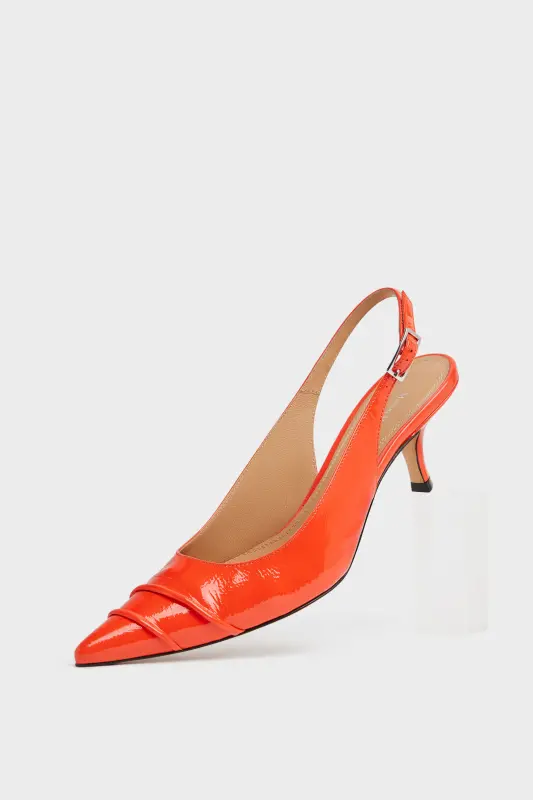 Maison Margiela Womens Orange Leather Kinkies Slingback Coral online